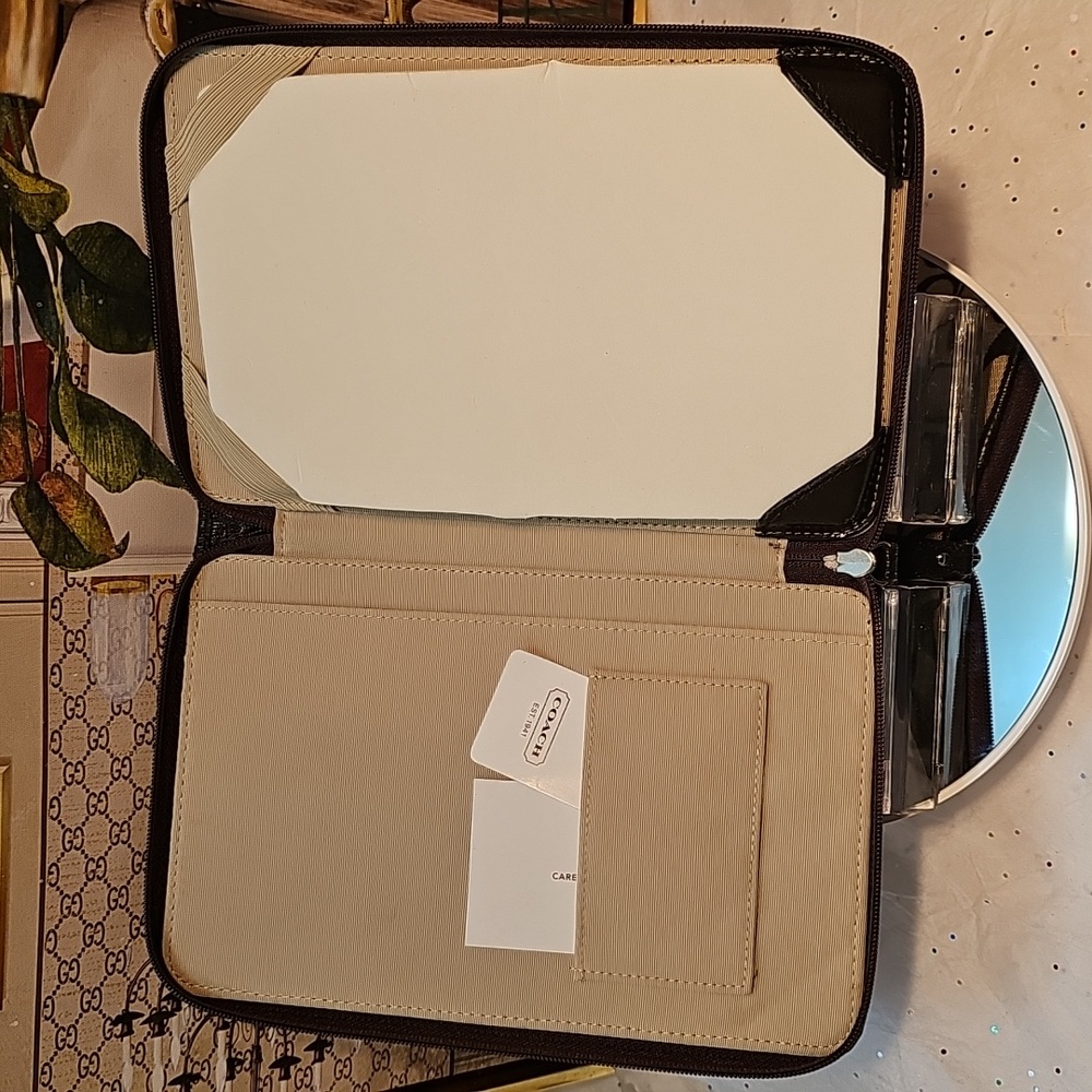 Coach Brown and Tan Signature Tablet Case/ Organizer - Picture 5 of 7
